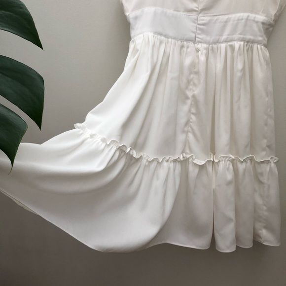 Pretty Little Thing White Dress low V-neck skater - Picture 5 of 8